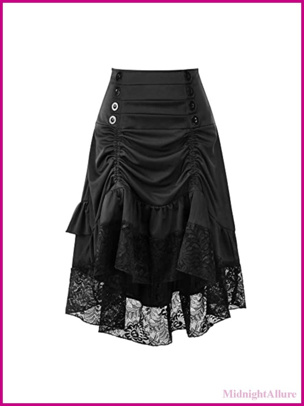 Gothic Steampunk Renaissance Skirt with Buttons High Rise Zipper
